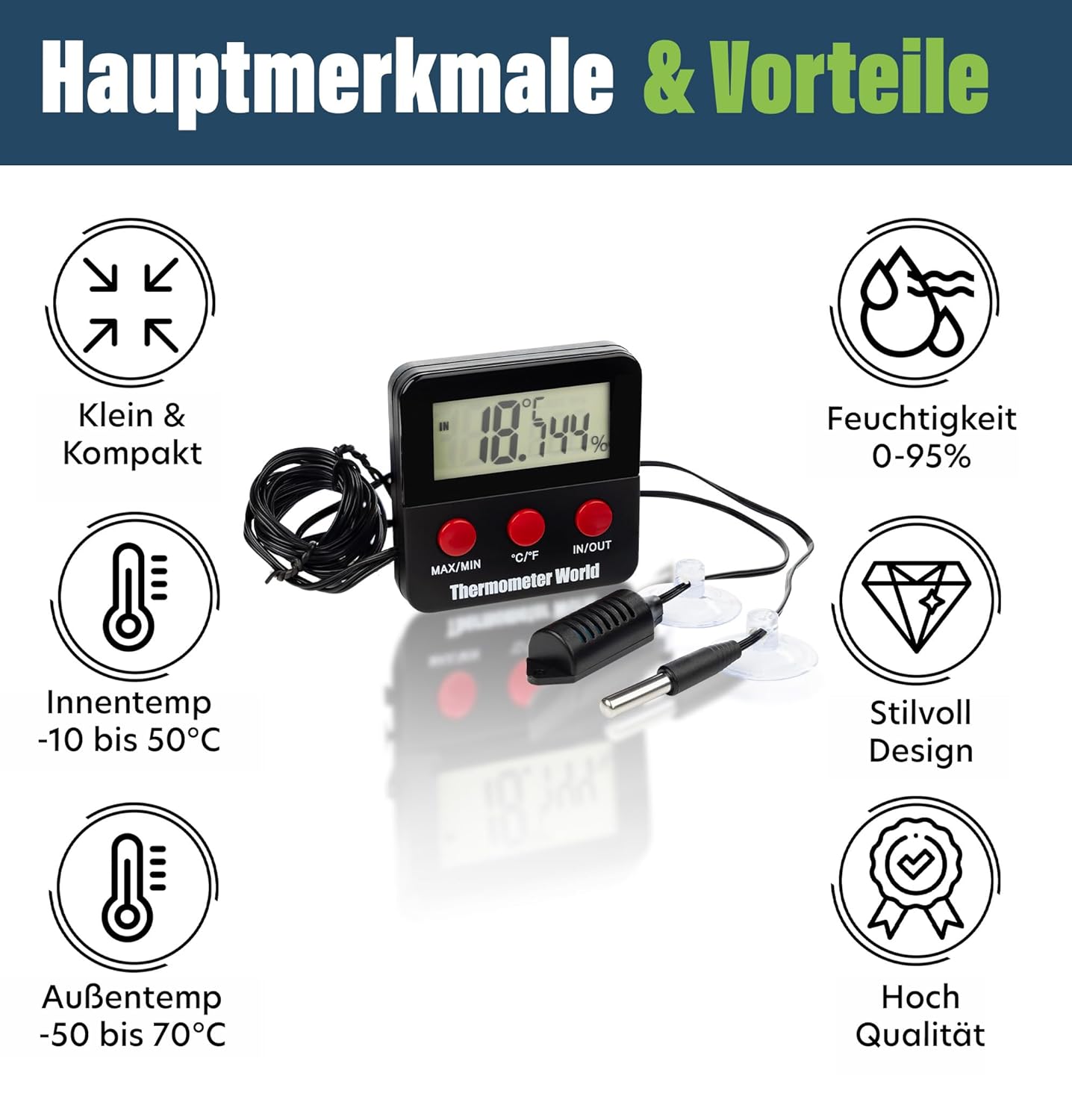 Thermometer World Digitales Thermo-Hygrometer Terrarium - Bild 3