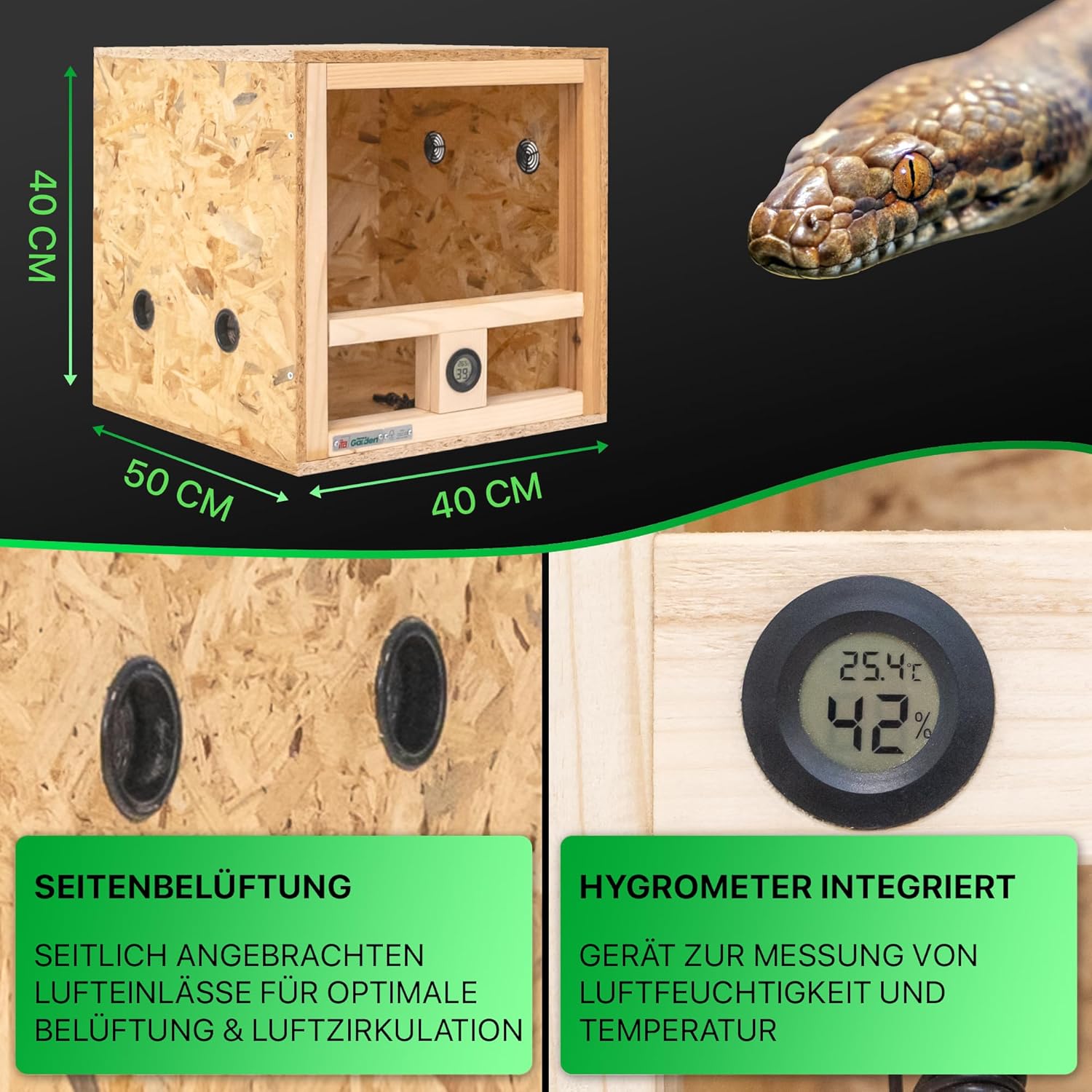 ITA Holzterrarium 40×40×40 cm - Bild 3